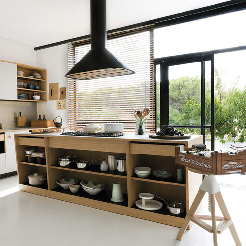 Cuisine contemporaine - LEPIC - SCHIFFINI - en bois / avec îlot / sans poignée