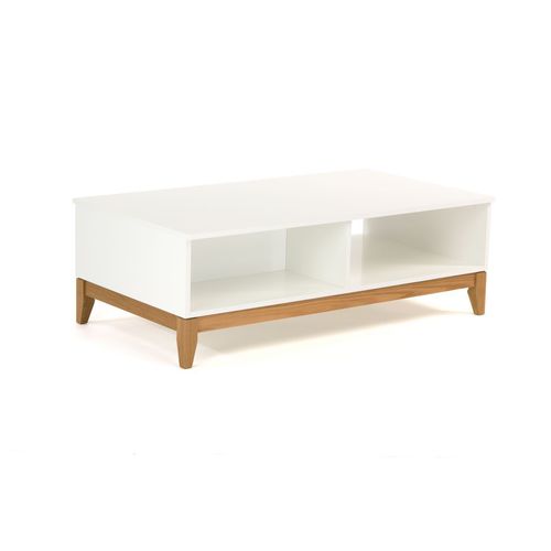 Table basse contemporaine - BLANCO  - Woodman Ltd. - en mélaminé / avec piètement en chêne / rectangulaire