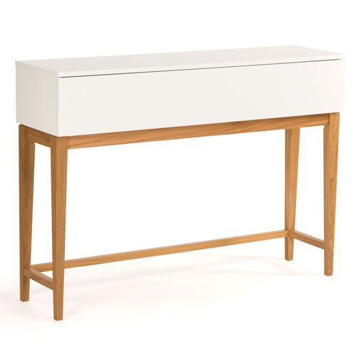 Console contemporaine - BLANCO - Woodman Ltd. - en mélaminé / avec piètement en chêne / rectangulaire