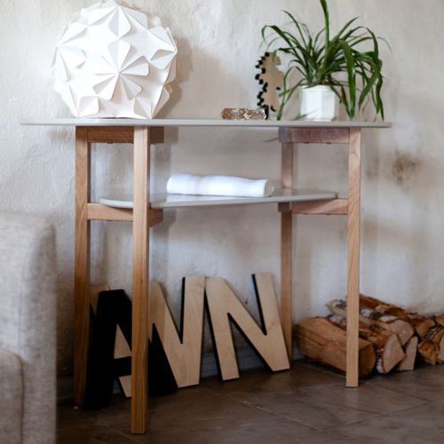 Console contemporaine - CEE - Woodman Ltd. - en placage de bois / en MDF / avec piètement en chêne
