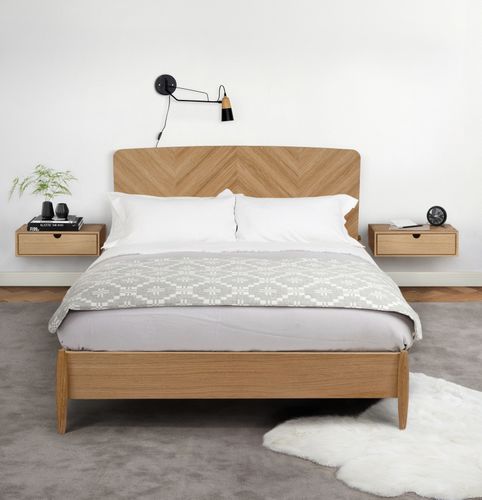 Lit double - FARSTA HERRINGBONE  - Woodman Ltd. - contemporain / avec tête de lit / en chêne