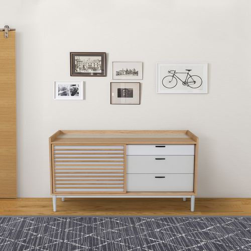 Buffet contemporain - LUGO - Woodman Ltd. - en placage de bois / en verre / en cuir
