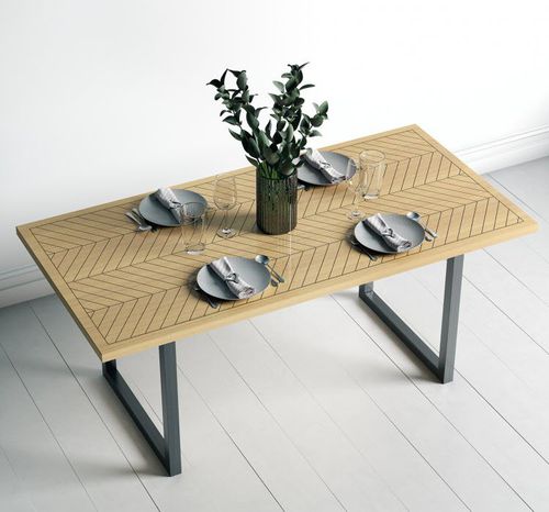 Table à manger contemporaine - CAMDEN - Woodman Ltd. - en chêne / avec piètement en bouleau / rectangulaire