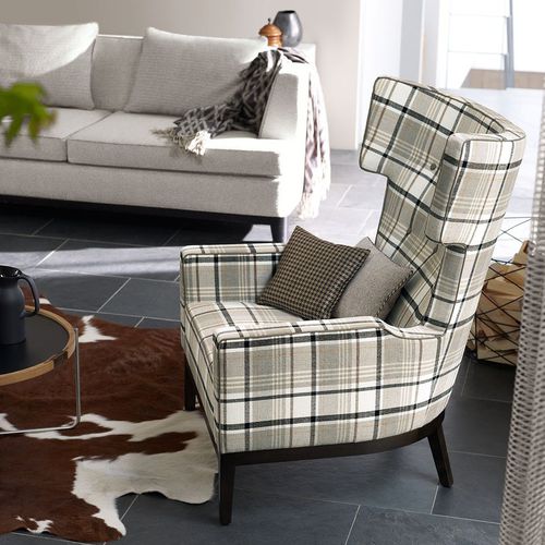 Fauteuil contemporain - ZIMMER + ROHDE : HOME - Zimmer + Rohde GmbH - en tissu / en bois / à oreilles