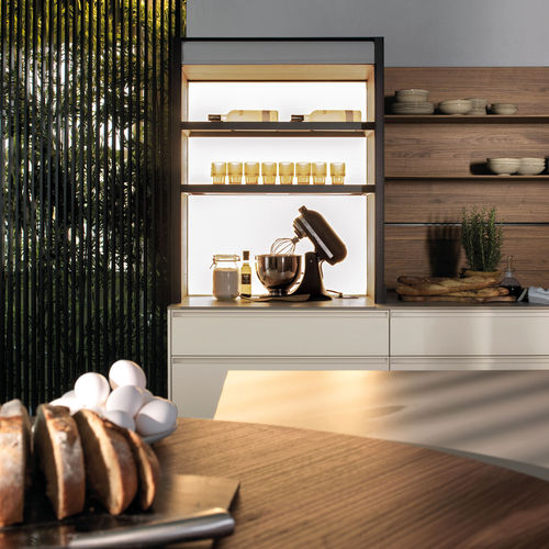 Buffet contemporain - AMBROGIO - Euromobil spa - avec étagère / vitré / à rideaux