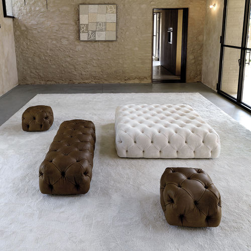 Pouf contemporain - ROLLKING - desiree divani - en tissu / en cuir / carré