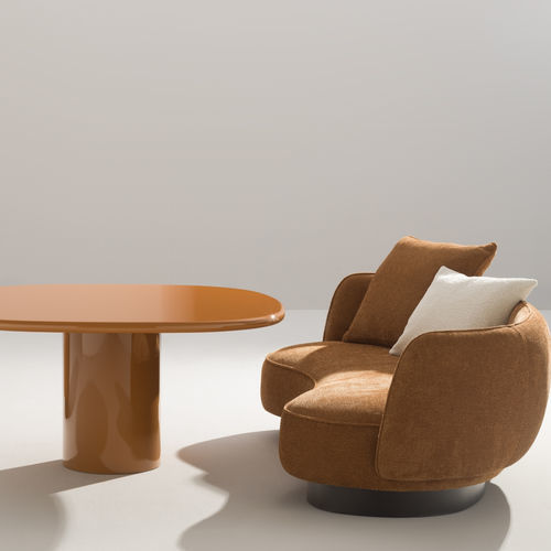 Table contemporaine - HOMAN LOW - desiree divani - en métal laqué / en MDF laqué / avec piètement en métal laqué