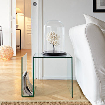 Table d'appoint contemporaine - SWAMI - B.M.B. snc - Spiegel - en verre / avec piètement en verre / carrée