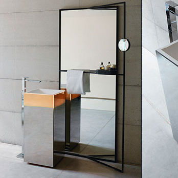 Miroir de salle de bain sur pied - B.M.B. snc - Spiegel - contemporain / rectangulaire / en métal