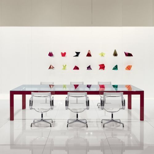 Table de réunion contemporaine - NAÒS - UNIFOR - en stratifié / en verre / avec piètement en aluminium