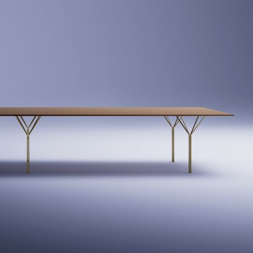 Table contemporaine - Y  - UNIFOR - en MDF / en acier / avec piètement en métal