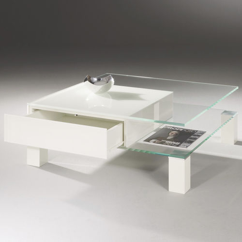 Table basse contemporaine - THEBEN - Dreieck GmbH - en verre / carrée / avec rangement