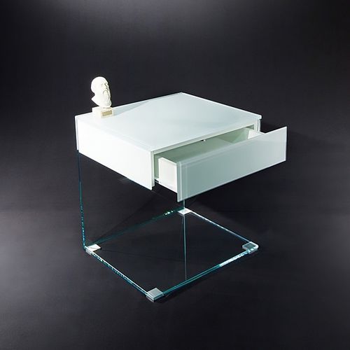 Table de chevet contemporaine - PURE UP - Dreieck GmbH - en verre / en acier inoxydable / rectangulaire