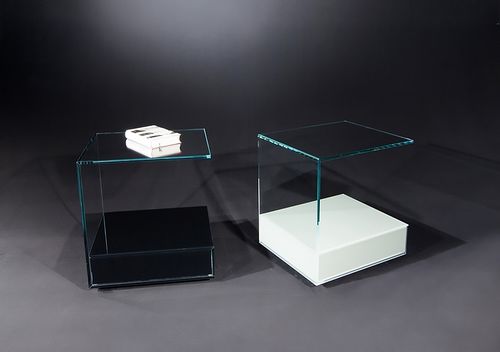 Table de chevet contemporaine - PURE DOWN - Dreieck GmbH - en verre / rectangulaire / avec tiroir