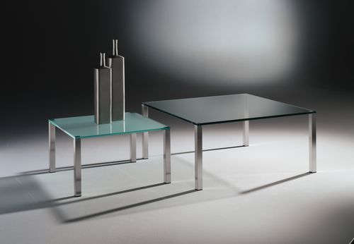 Table basse contemporaine - QUADRO - Dreieck GmbH - en verre / en acier inoxydable poli / en verre fumé