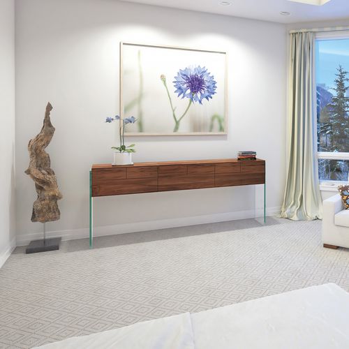 Console contemporaine - FLAIR - Dreieck GmbH - en verre / en chêne / en noyer