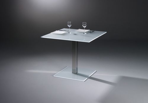 Table bistrot contemporaine - QUADRO SOLO - Dreieck GmbH - en verre / en marbre / en acier inoxydable poli