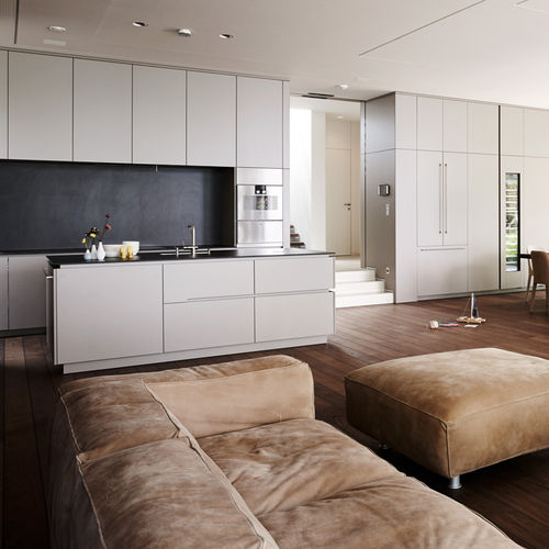 Cuisine contemporaine - Villa Salzburg - eggersmann küchen GmbH & Co. KG - en pierre / en stratifié / avec îlot