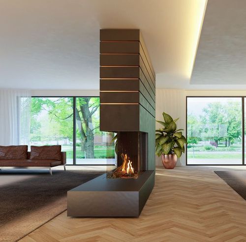 Cheminée à gaz - KALFIRE GP115/75R - Kalfire Fireplaces - hybride / au sol / en îlot