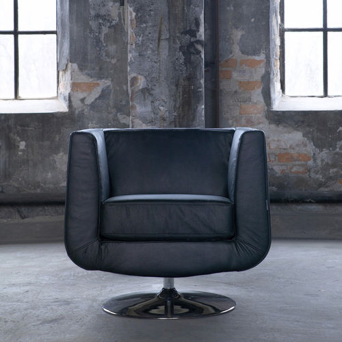 Fauteuil contemporain - KENT - Furninova AB - en cuir / en tissu / piètement central