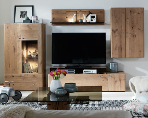 Ensemble TV mural contemporain - JON  - Hartmann Möbelwerke GmbH - en chêne