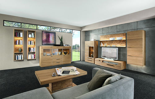 Ensemble TV mural contemporain - VIVA  - Hartmann Möbelwerke GmbH - en chêne