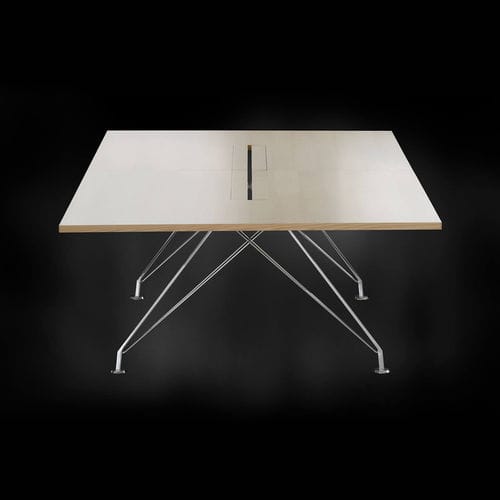 Table de réunion contemporaine - POMO - Mobel - en bois / avec piètement en métal / rectangulaire