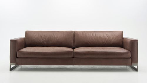 Canapé contemporain - NEOCLASSICO - Molinari Design Srl. - en cuir / avec accoudoirs / gris