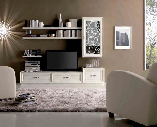 Ensemble TV mural classique - CS 102 F1 - Mozzo Giorgio S.r.L. - en bois laqué