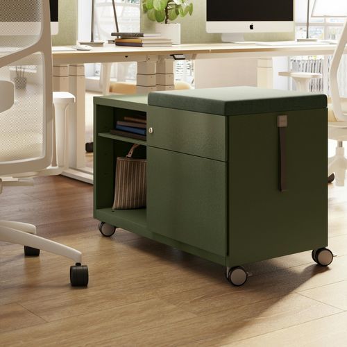 Caisson de bureau en bois - CADDY - BISLEY - en acier / de tissus / à 2 tiroirs