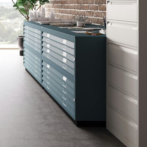 Meuble de rangement sur pied - 460 - BISLEY - contemporain / pour bureau / orange