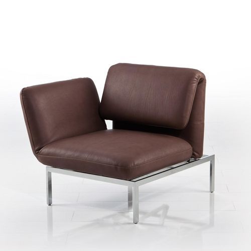 Chaise longue contemporaine - roro - bruehl - en tissu / en cuir / en acier chromé