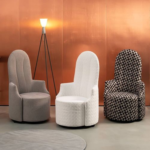 Fauteuil contemporain - amandine - bruehl - en tissu / à dossier haut / gris