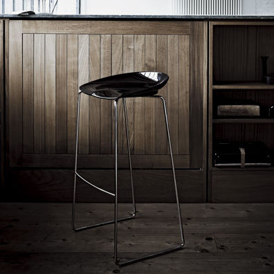 Tabouret de bar contemporain - FLAN - DESALTO spa - en nylon / avec piètement en acier chromé / avec piètement en acier laqué