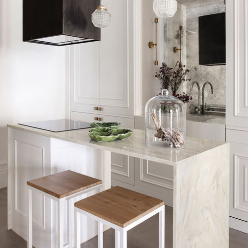 Plan de travail en Corian® - Carrara Crema - CORIAN - beige / à bords droits