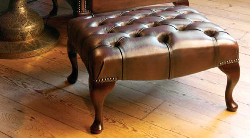 Repose-pied chesterfield - STAMFORD - Fleming & Howland - en cuir