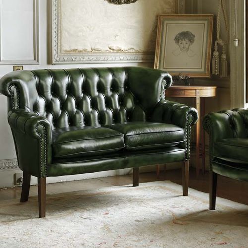 Canapé chesterfield - ALFRED - Fleming & Howland - en cuir / vert / 2 places