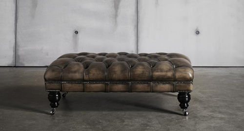 Repose-pied chesterfield - PHILIP STANHOPE - Fleming & Howland - en cuir / à roulettes