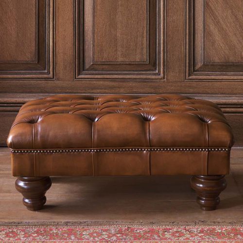 Repose-pied chesterfield - CROMWELL - Fleming & Howland - en cuir