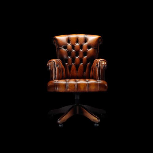 Fauteuil de bureau chesterfield - DUKE - Fleming & Howland - en cuir / en bois / piètement étoile