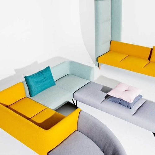Banquette contemporaine - NOOA  - Martela - en tissu / avec piètement en bois / avec piètement en métal