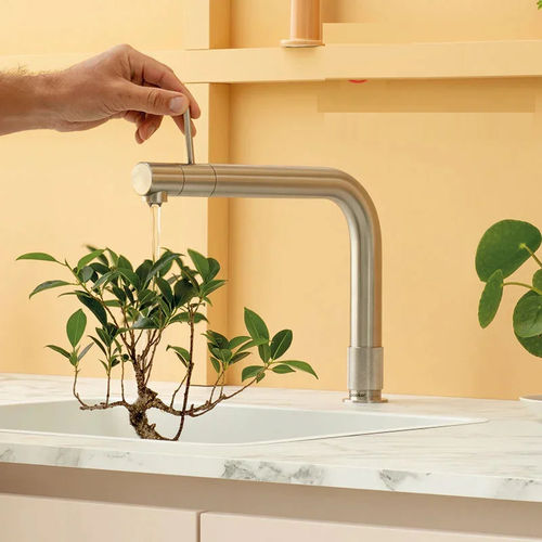 Mitigeur à eau bouillante - Front - Quooker Deutschland GmbH - à poser / en acier inoxydable / de cuisine