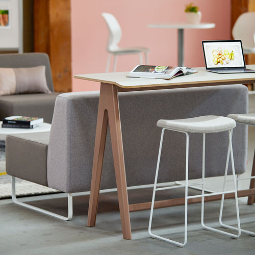 Tabouret de bar contemporain - MORRISON - Haworth Europe - en cuir / avec piètement en acier inoxydable / luge