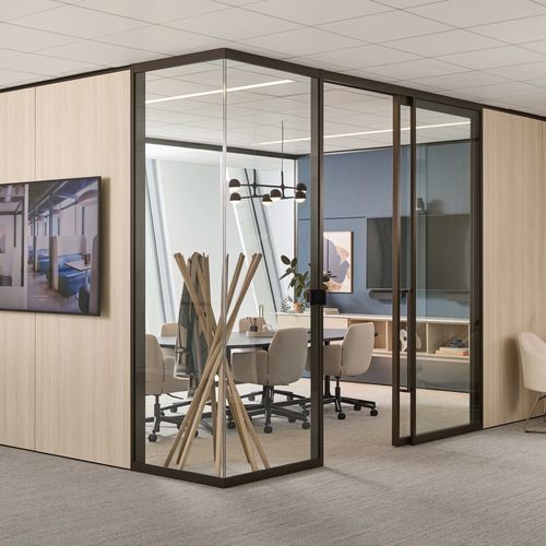 Système de cloison modulaire - 4-1/2&rdquo; PLATFORM 4SPACE - Haworth Europe - vitré / pleine / en bois