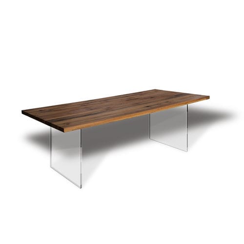 Table contemporaine - Ecomatrix SRL - en chêne / en bois huilé / avec piètement en verre trempé