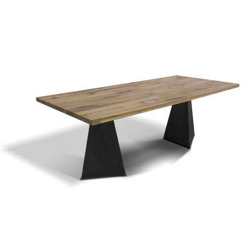 Table contemporaine - PYRAMIDE - Ecomatrix SRL - en chêne / en bois huilé / avec piètement en acier peint