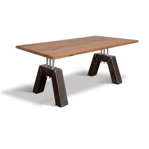 Table design industriel - DETROIT - Ecomatrix SRL - en chêne / en bois huilé / avec piètement en acier