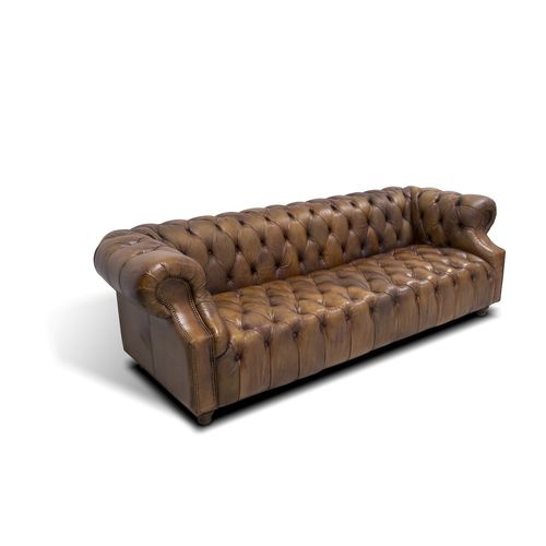 Canapé chesterfield - Ecomatrix SRL - en cuir / avec coussin amovible / marron