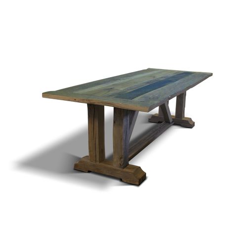 Table de style rustique - CROSSROAD - Ecomatrix SRL - en chêne / en pin / avec piètement en chêne