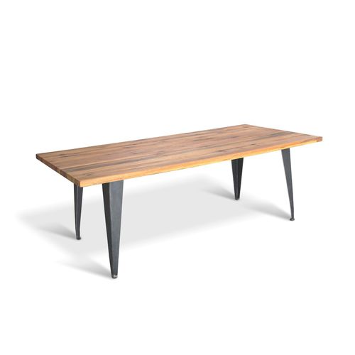 Table à manger contemporaine - SLIM CURVE - Ecomatrix SRL - en chêne / en bois huilé / avec piètement en acier peint